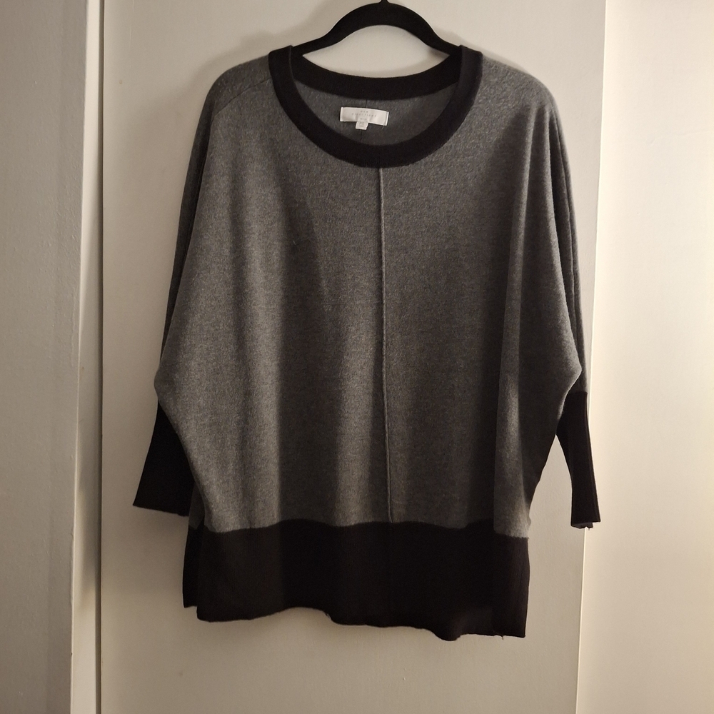 New Directions Women's Charcoal and Black Sweater Top
